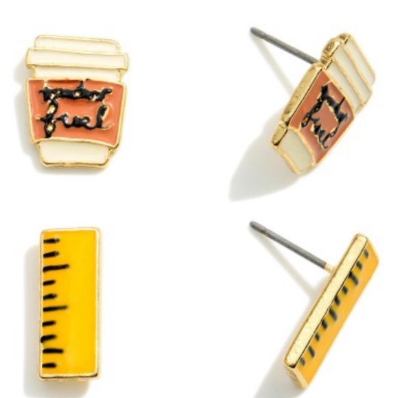 Set of Three Back to School Stud Earrings - Picture 3 of 3